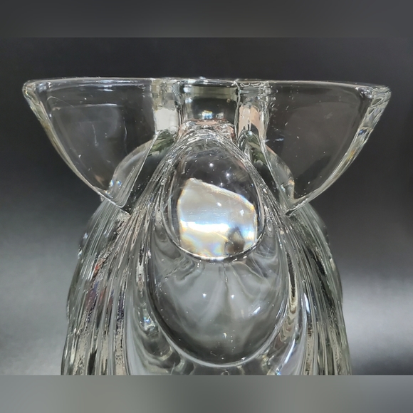 8" Gorgeous Vntg Clear Heavy 2lbs 14oz Stippled & Glossy Glass Tripod Base Vase - Picture 7 of 15
